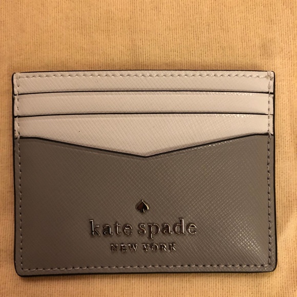 Kate Spade Accessories - Kate Spade leather card case gray and white